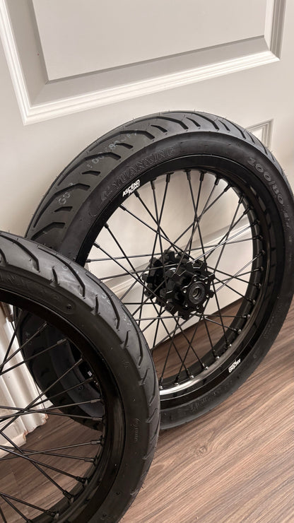 Talaria x3 / Mx3 / Mx4 / 17” BLACK WIDE SUPERMOTO WHEELSET