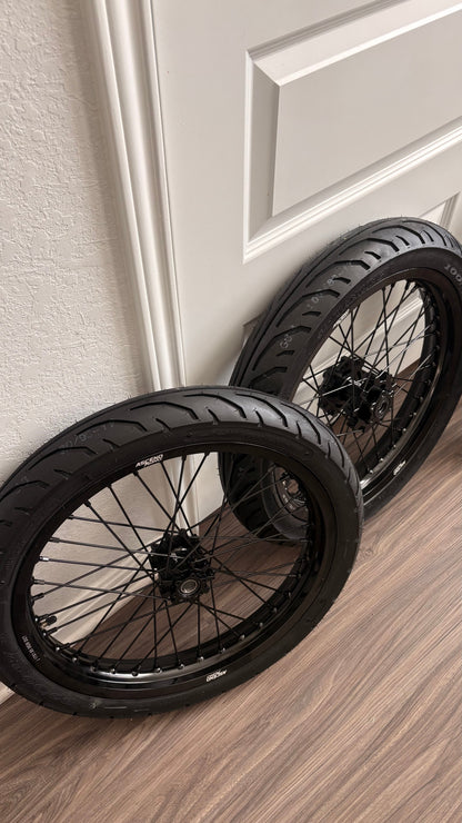 Talaria x3 / Mx3 / Mx4 / 17” BLACK WIDE SUPERMOTO WHEELSET